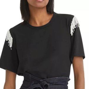 Veronica Beard Rumia Fringe Trim Tee - XS